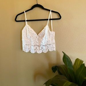 Kendall & Kylie Lace Crochet Bustier Crop Top Size Small